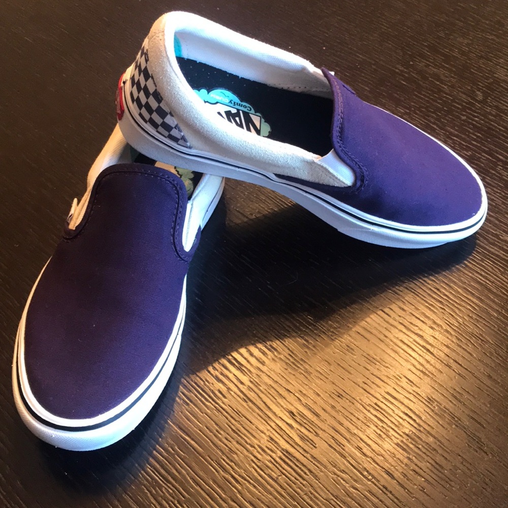 Vans purple checked Comfy Cush slip on sneakers
